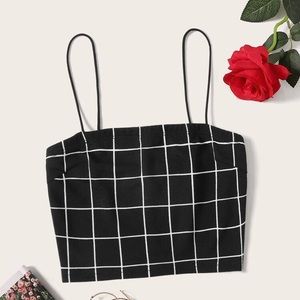 Black with white lined crop top